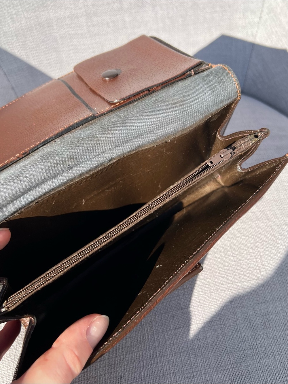 Gucci Web Sherry Line brown leather clutch bag wallet - Picture 9 of 12